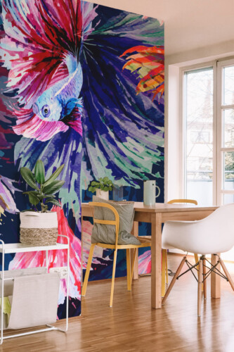 Flowing Betta Elegance wall mural peel and stick design by Fancy Walls inspired by the grace of betta fish.