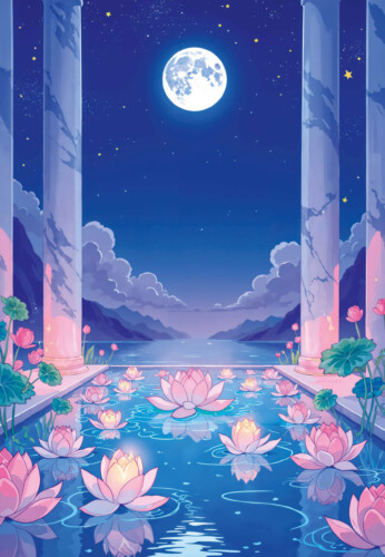 midnight lotus canvas print