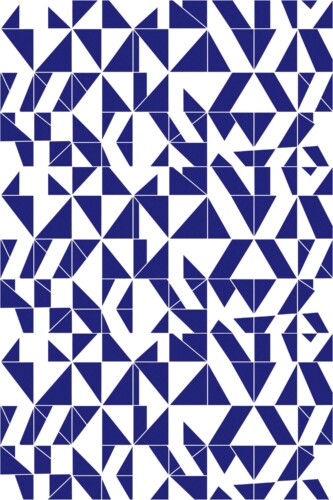 Fancy Walls removable wallpaper showing contemporary navy geometric shapes arranged in a bold modern pattern.