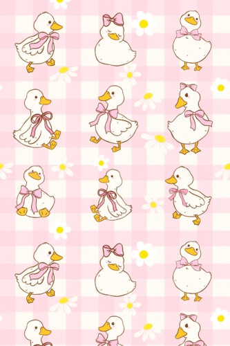 Fancy Walls removable wallpaper showing charming pastel duck motifs perfect for girly nursery spaces.