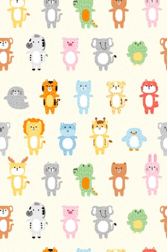 Fancy Walls removable wallpaper showing gentle illustrated safari animals designed for cozy nursery spaces.