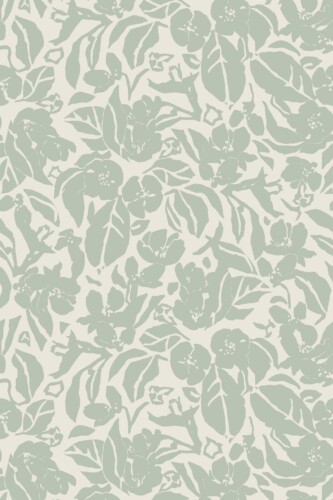 Fancy Walls removable wallpaper showcasing understated sage floral pattern for calm modern living spaces.