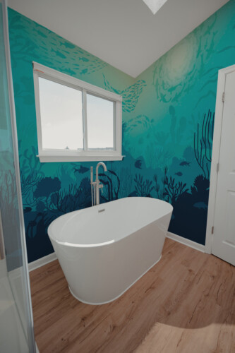 Tranquil Undersea World wall mural peel and stick design by Fancy Walls inspired by ocean calm.
