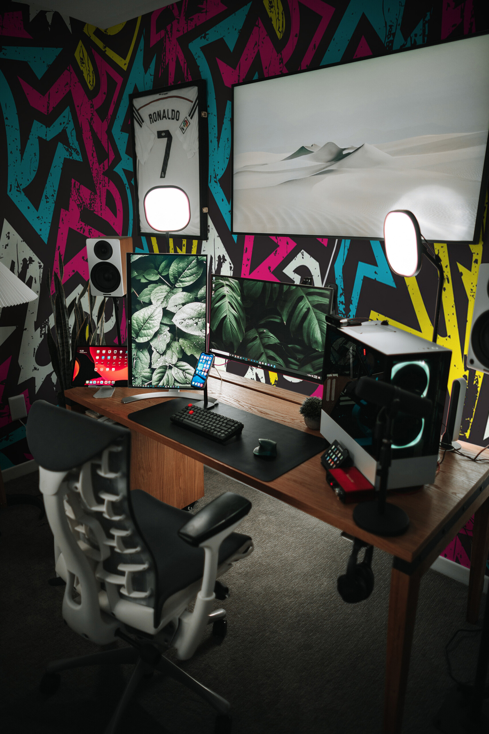 Fancy Walls printed wall mural Urban Energy Graffiti with dynamic shapes and urban neon contrasts.