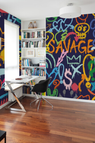 Fancy Walls Urban Pop Graffiti removable wall mural inspired by urban culture and vibrant pop-art design.