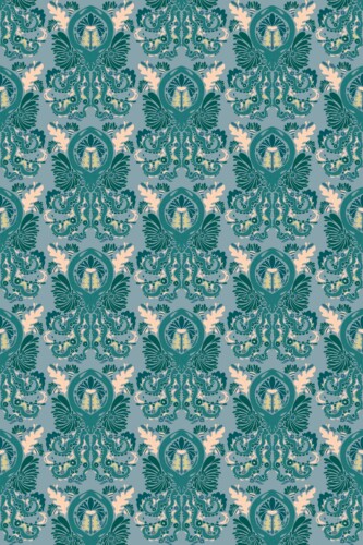 Fancy Walls removable wallpaper with bold green Victorian octopus imagery for moody gothic interiors.