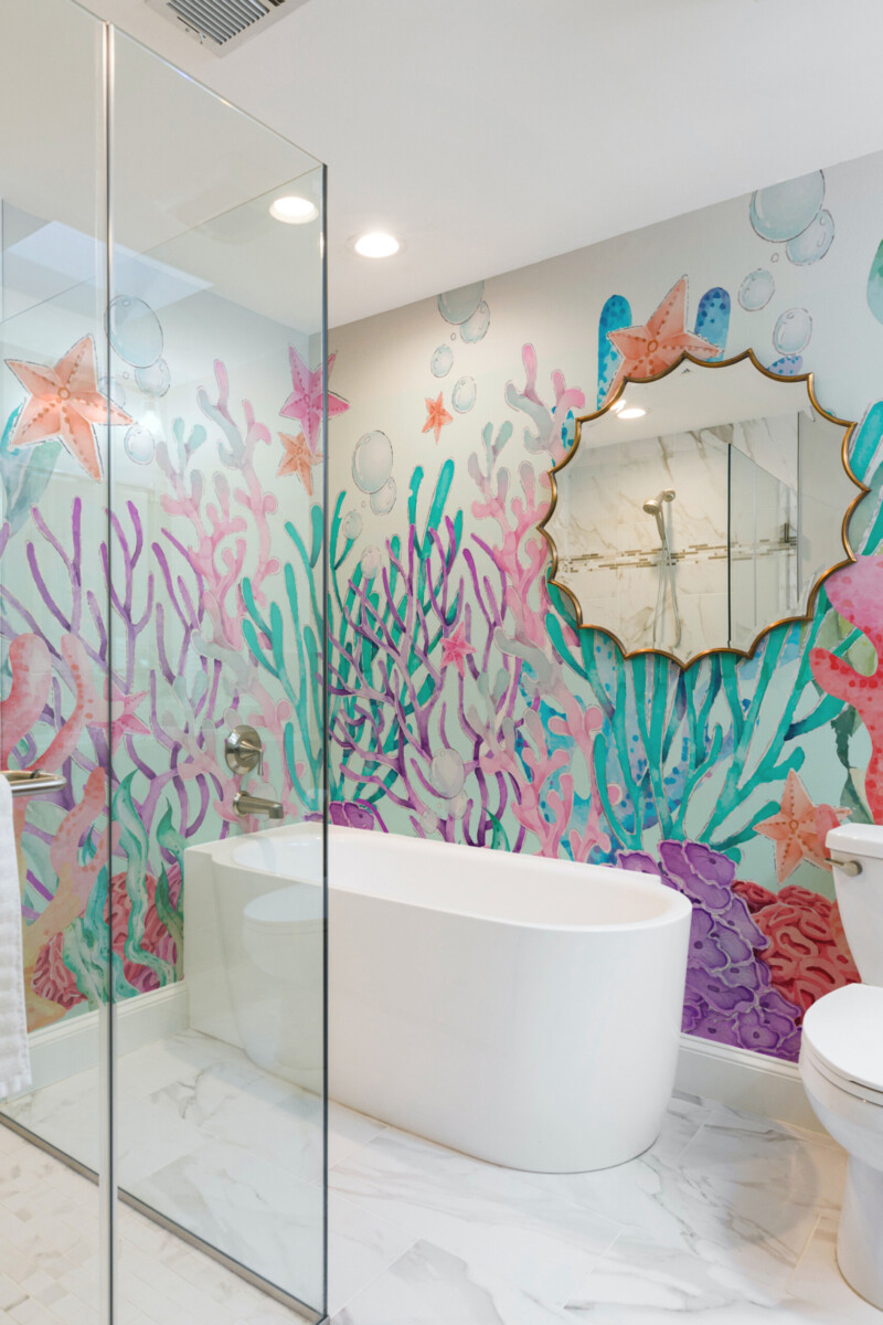 Fancy Walls printed wall mural Watercolor Coral Garden showcasing dreamy aquatic forms and marine charm.
