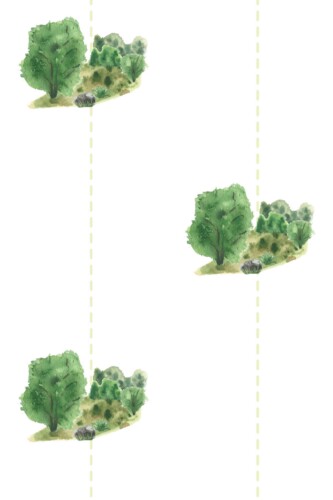 Fancy Walls traditional wallpaper featuring hand-painted woodland greenery arranged in a simple repeat for timeless natural charm.