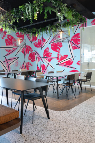 Fancy Walls playful abstract kisses peel and stick wall mural with pop art lips pattern