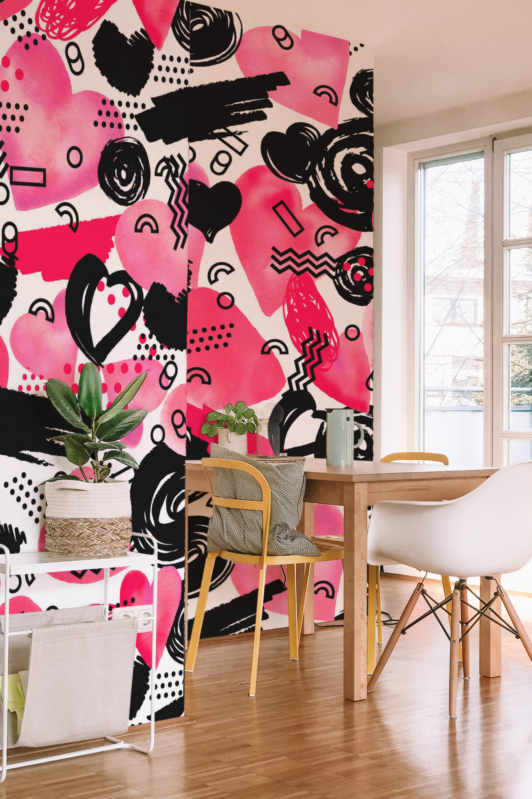 Fancy Walls memphis heart pattern wall mural with playful graphic elements