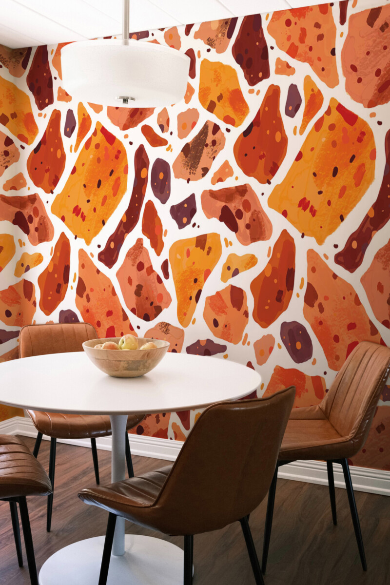 Fancy Walls amber terrazzo peel and stick wall mural with warm abstract stone pattern