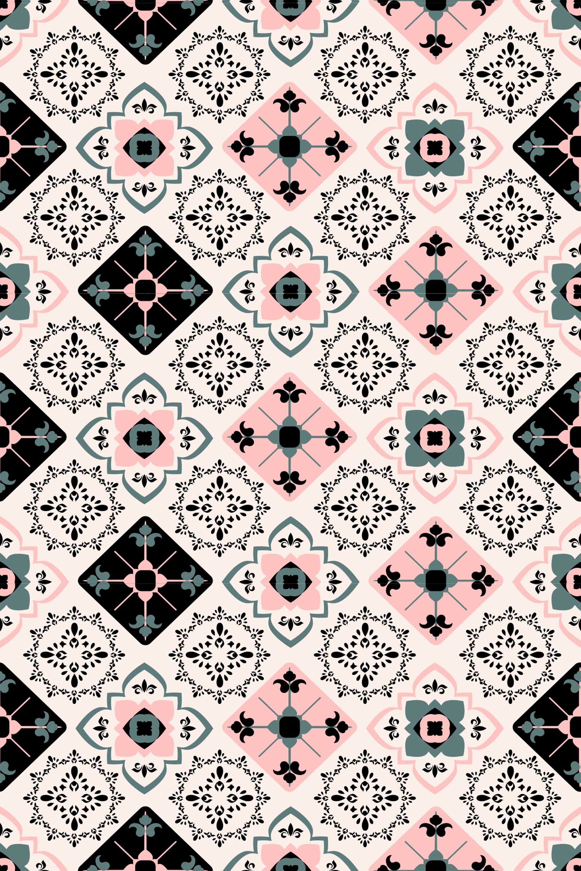 Fancy Walls traditional wallpaper showcasing vintage Moroccan tile design with floral accents.