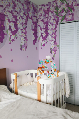 Fancy Walls pastel wisteria floral wall mural peel and stick for soft romantic interiors
