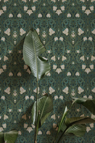 elegant green art nouveau peel and stick wallpaper