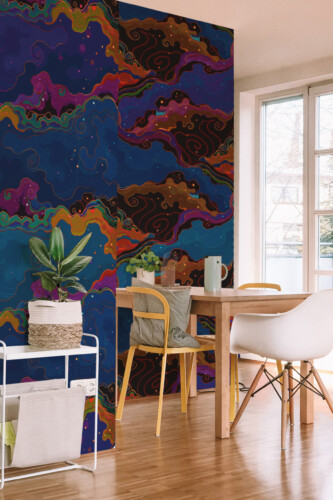 Fancy Walls mystical dark clouds peel and stick wall mural with flowing fantasy cloud forms