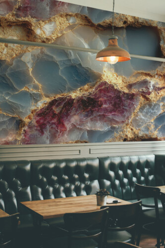 Luxury Gemstone removable wall mural in deep blue, rose, and gold tones for sophisticated home décor style.