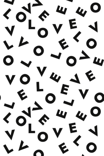 Fancy Walls traditional wallpaper inspired by bold monochrome love typography with a graphic feel.