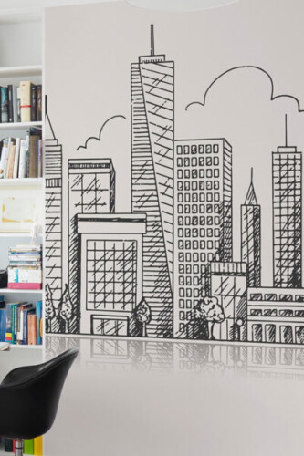 Fancy Walls peel and stick or non-pasted line art style wall murals. Eco-friendly and PVC-free wallpaper murals