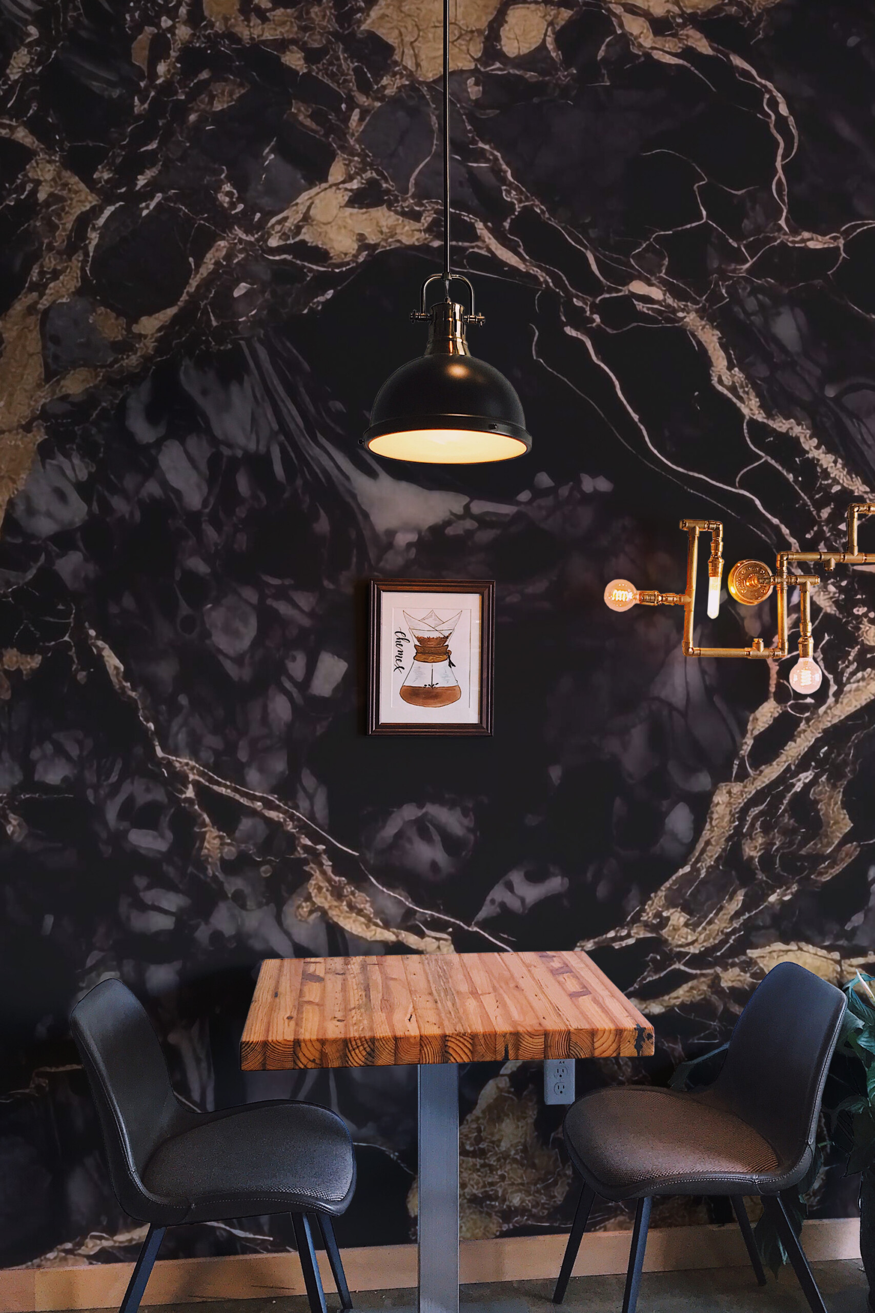 Luxury Black Marble PVC-free and eco-friendly removable wallpaper mural for contemporary, refined décor.