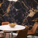 Luxury Black Marble wall mural adds sophistication and depth with rich onyx black and metallic gold details.