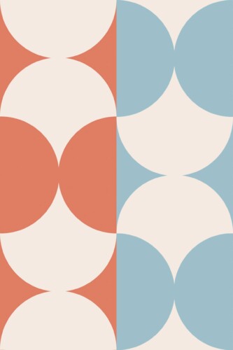 Fancy Walls Pastel Geometric retro peel and stick wallpaper with pastel circles and a soft midcentury look.