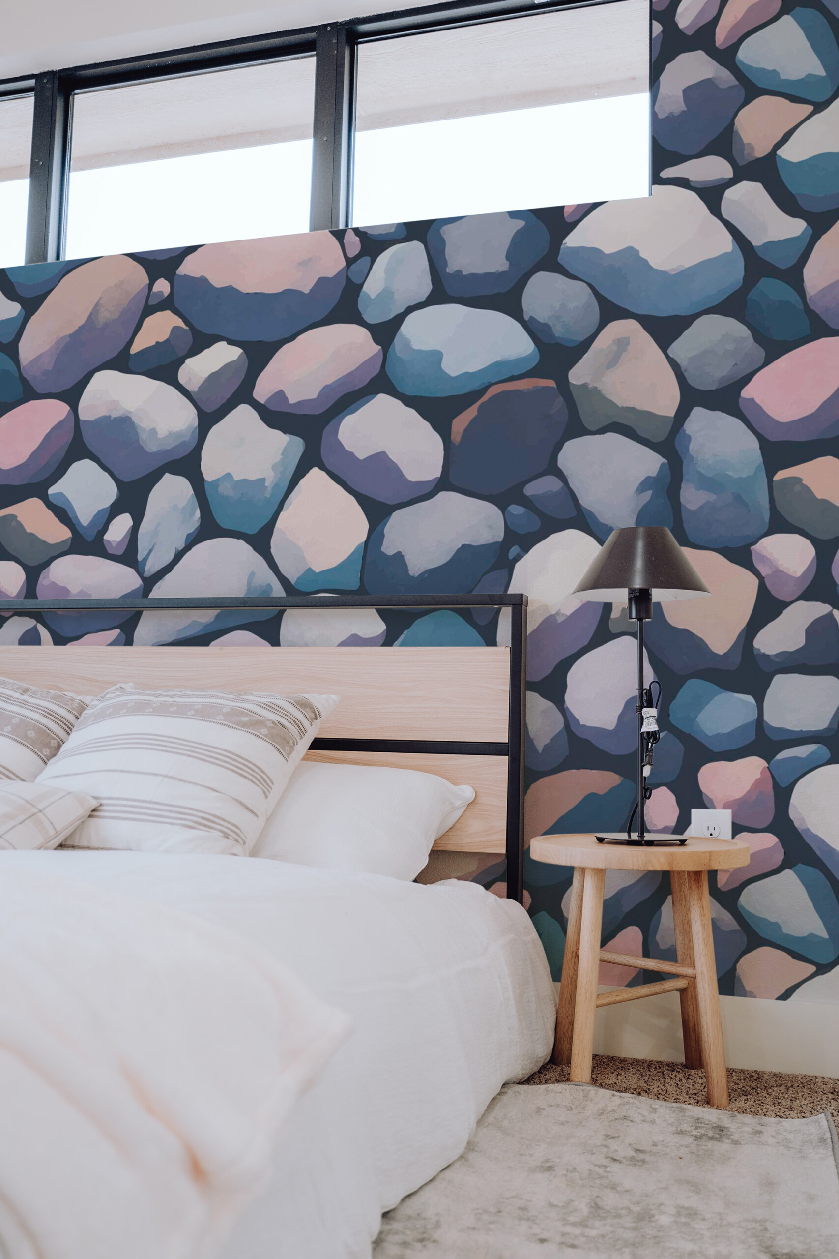 Fancy Walls whispering pebbles peel and stick wall mural with soft pastel stone pattern