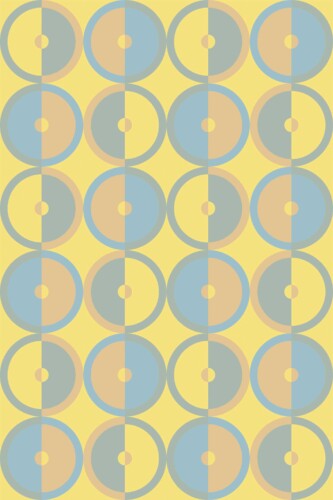 Fancy Walls classic 70s style traditional wallpaper with mustard yellow geometric forms.