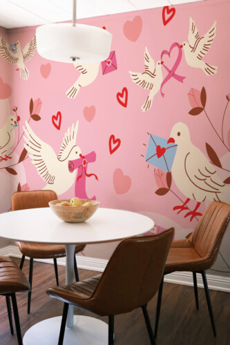 Fancy Walls sweet love birds peel and stick wall mural with flying doves and hearts