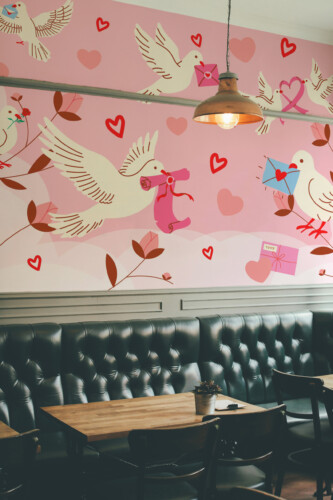 Fancy Walls romantic love birds wall mural peel and stick in soft pink tones