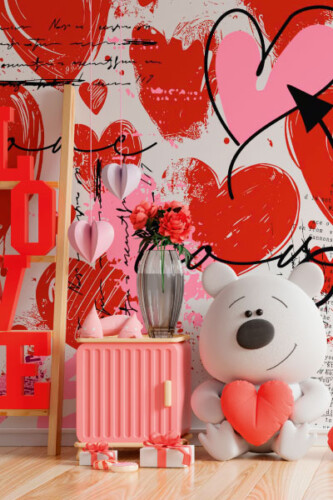 Fancy Walls romantic and bright peel and stick or non-pasted Valentine's Day wall murals. Celebrate Love with eco-friendly and PVC-free wallpaper murals