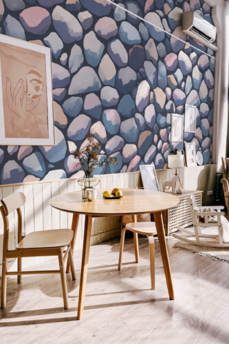 Fancy Walls whispering pebbles wall mural with hand painted stone illustration style