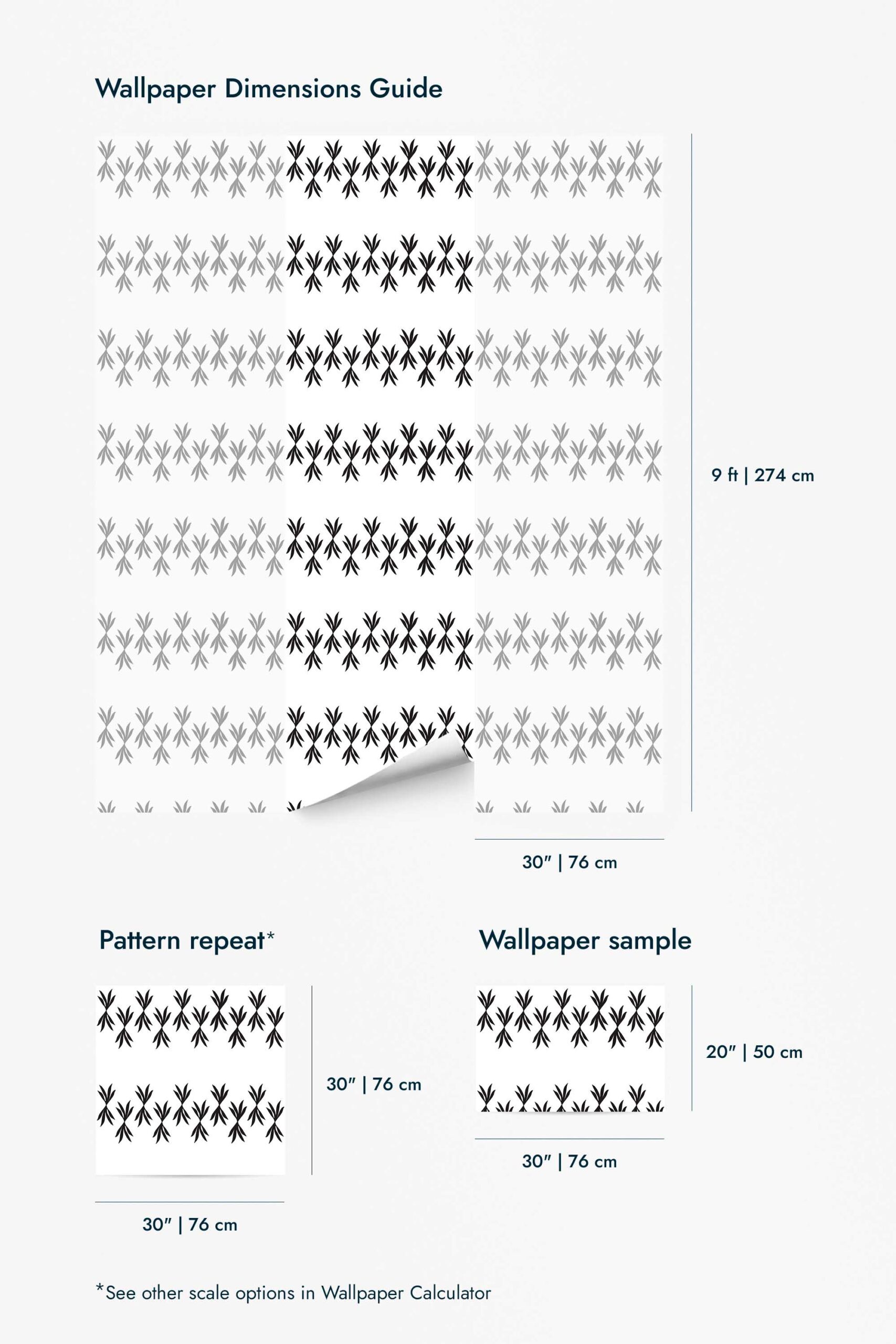 Black and white leaf stripe Wallpaper