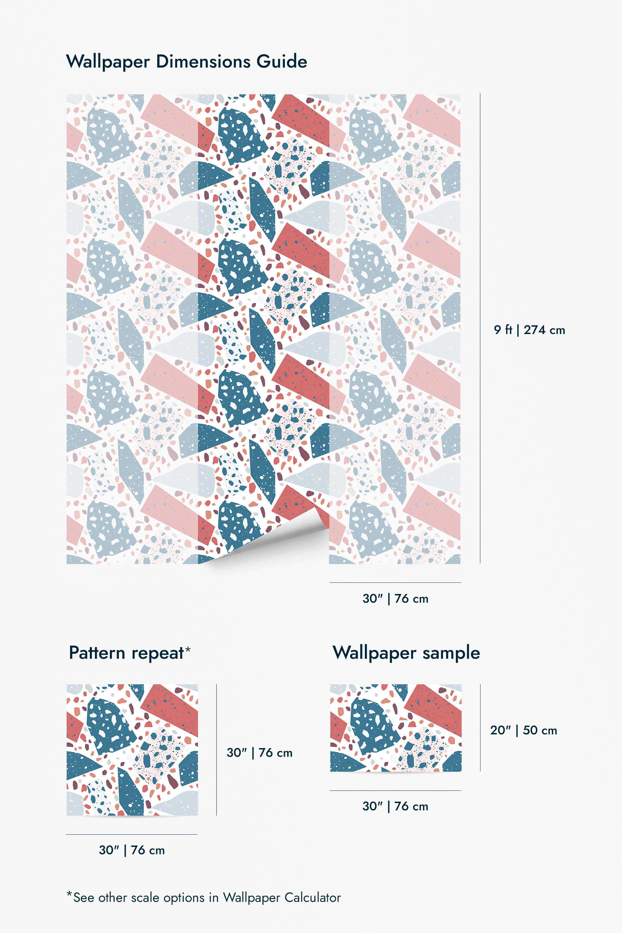 Red and blue terrazzo Wallpaper