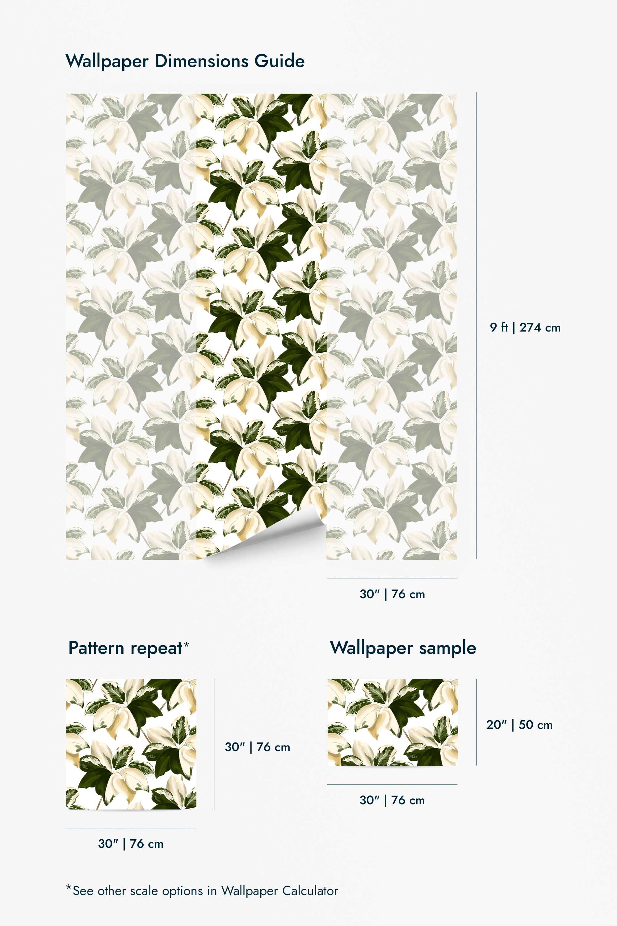 Bold green and cream color leaf Wallpaper