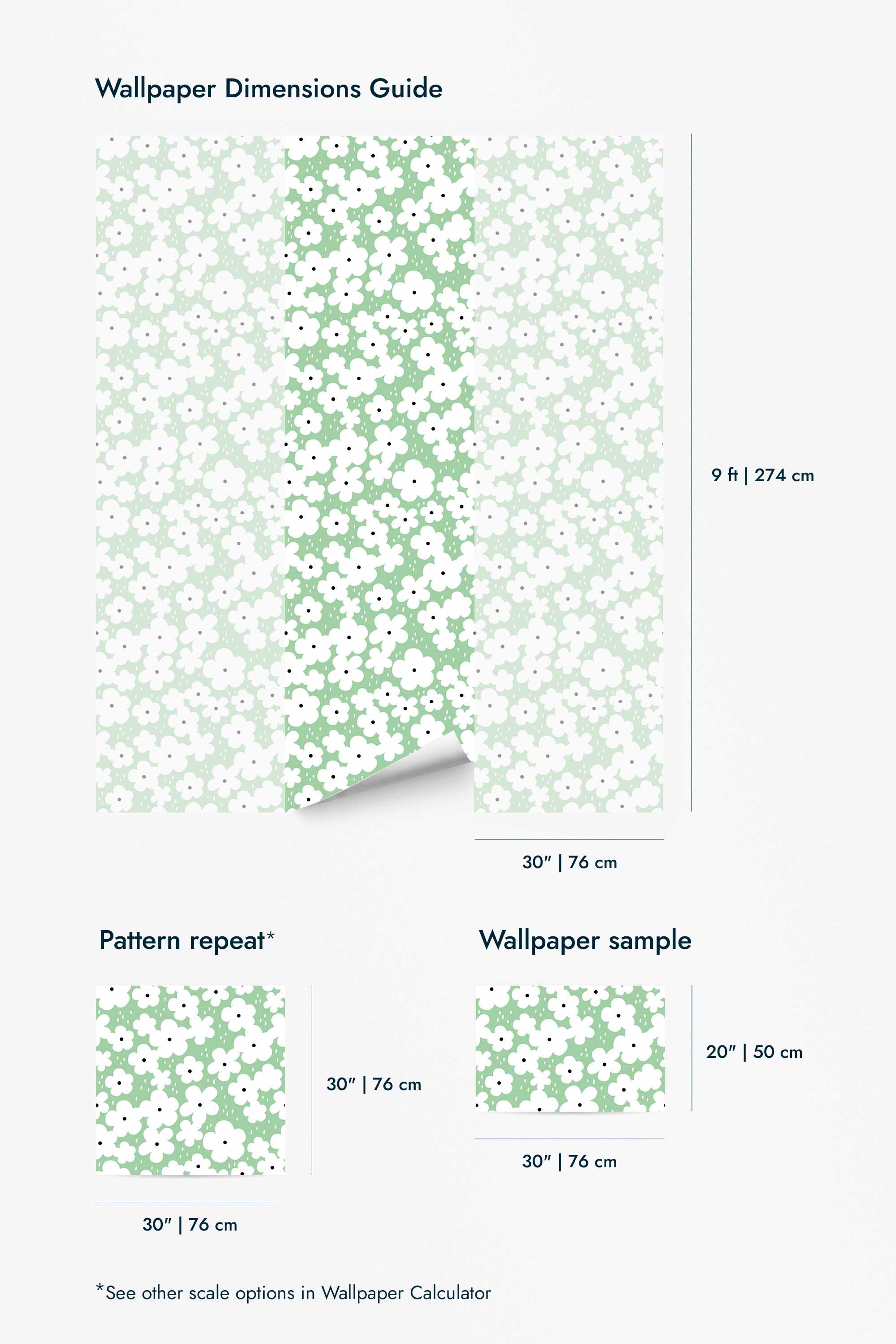 Green retro floral Wallpaper