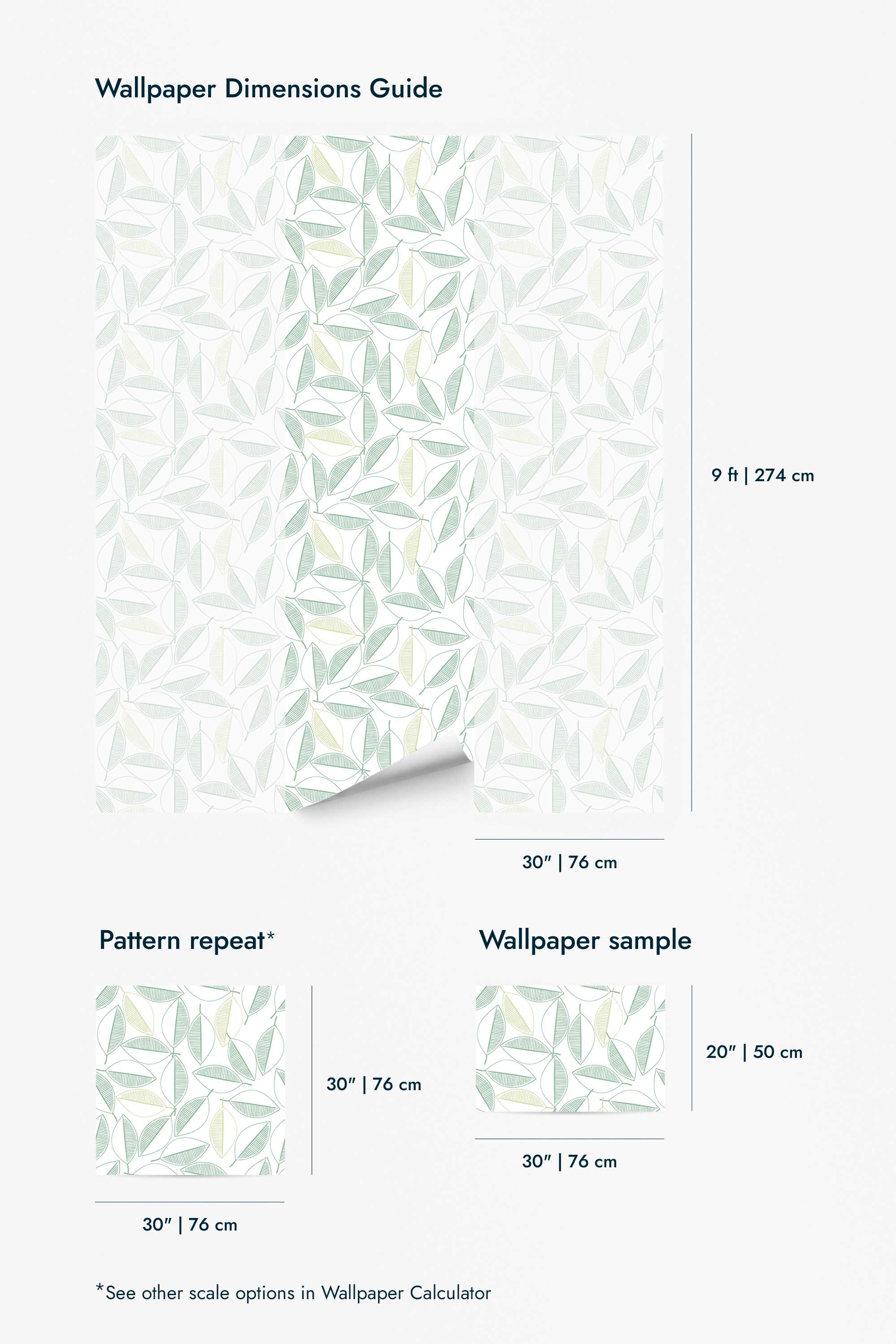 Scandinavian green leaf Wallpaper