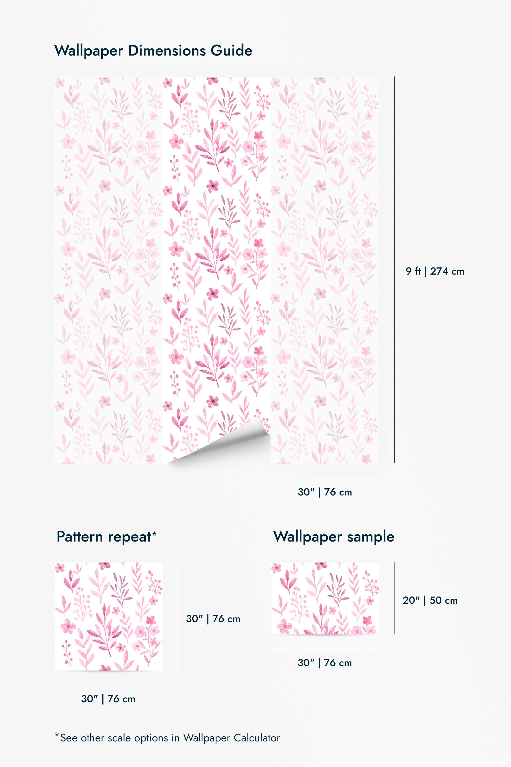 Pink and white watercolor floral Wallpaper