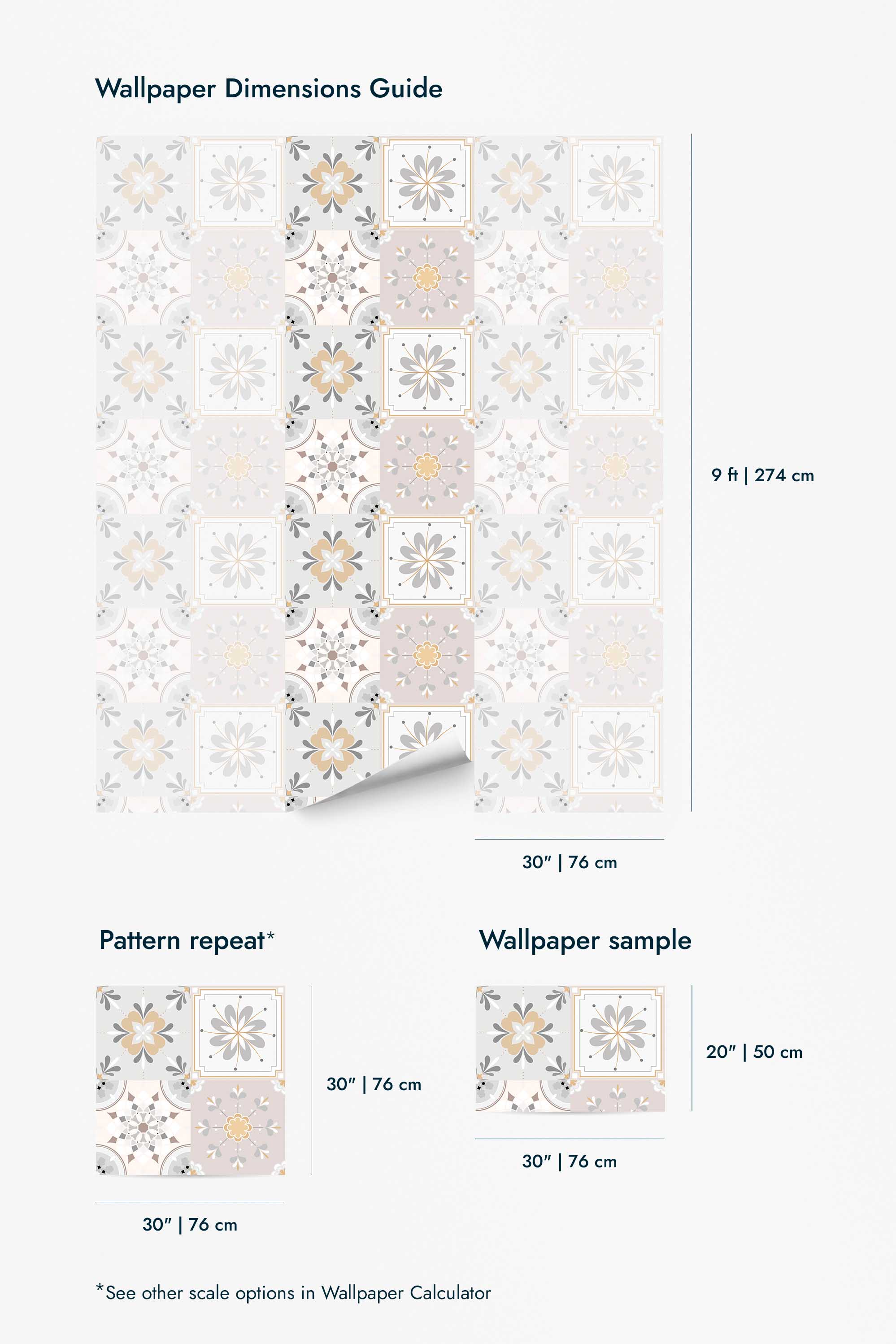 Beige floral tile Wallpaper