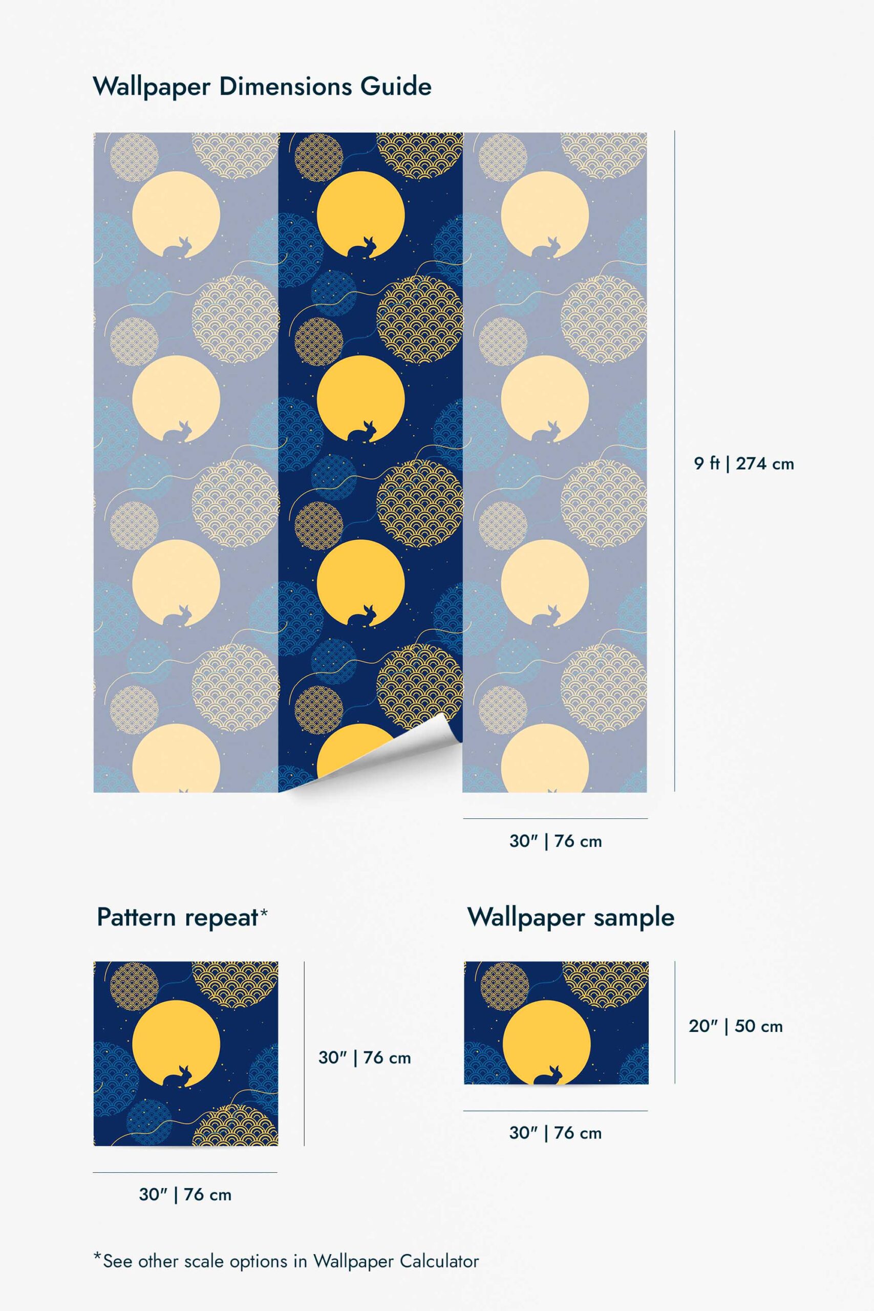 Yellow and blue chinoiserie abstract Wallpaper