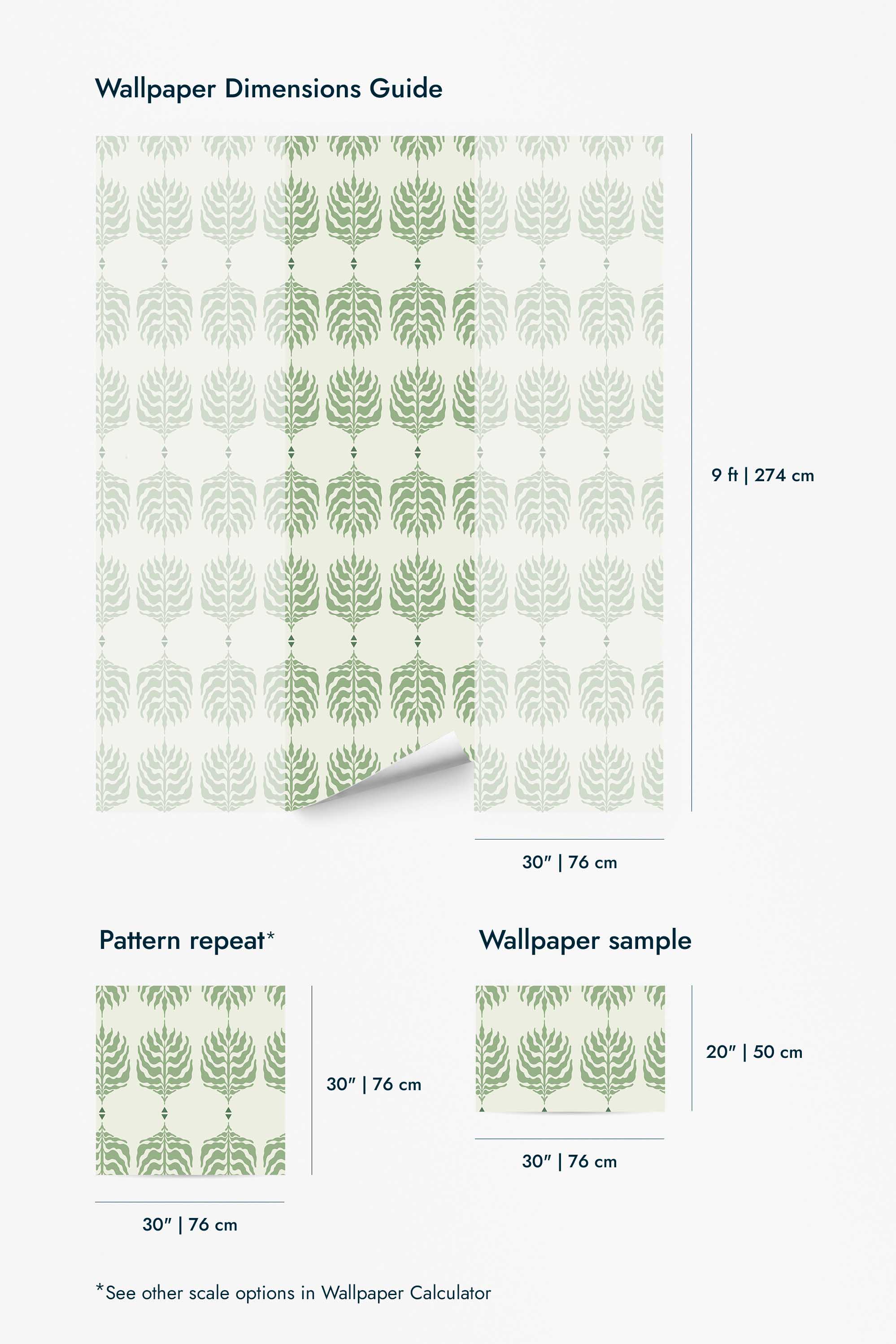 Green Scandinavian leaf Wallpaper