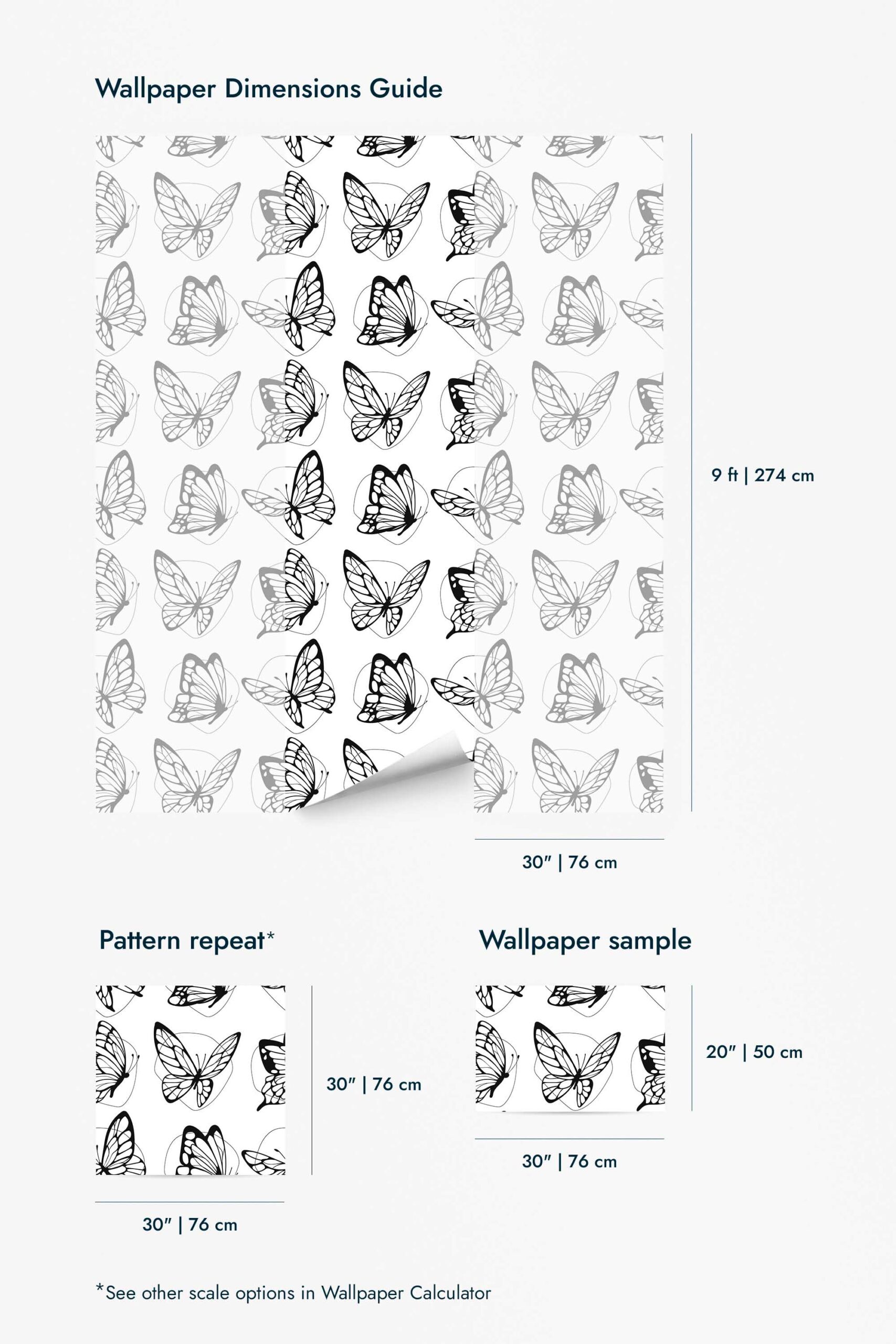 Black and white butterflies Wallpaper