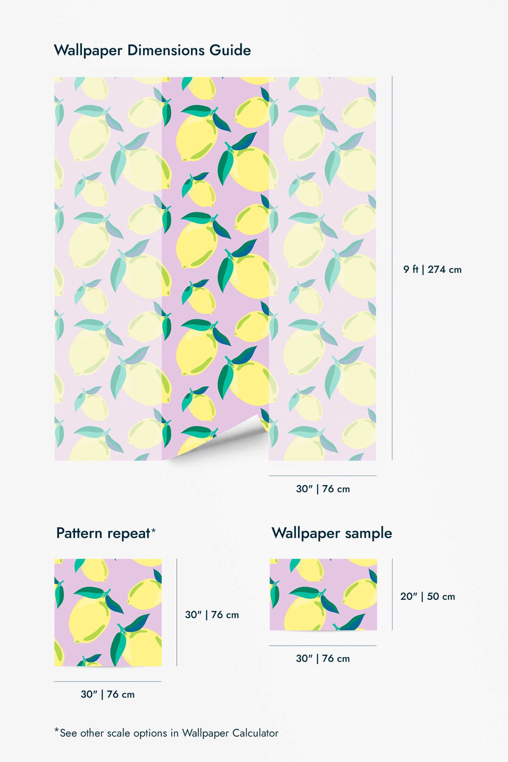Lemons on lavender Wallpaper