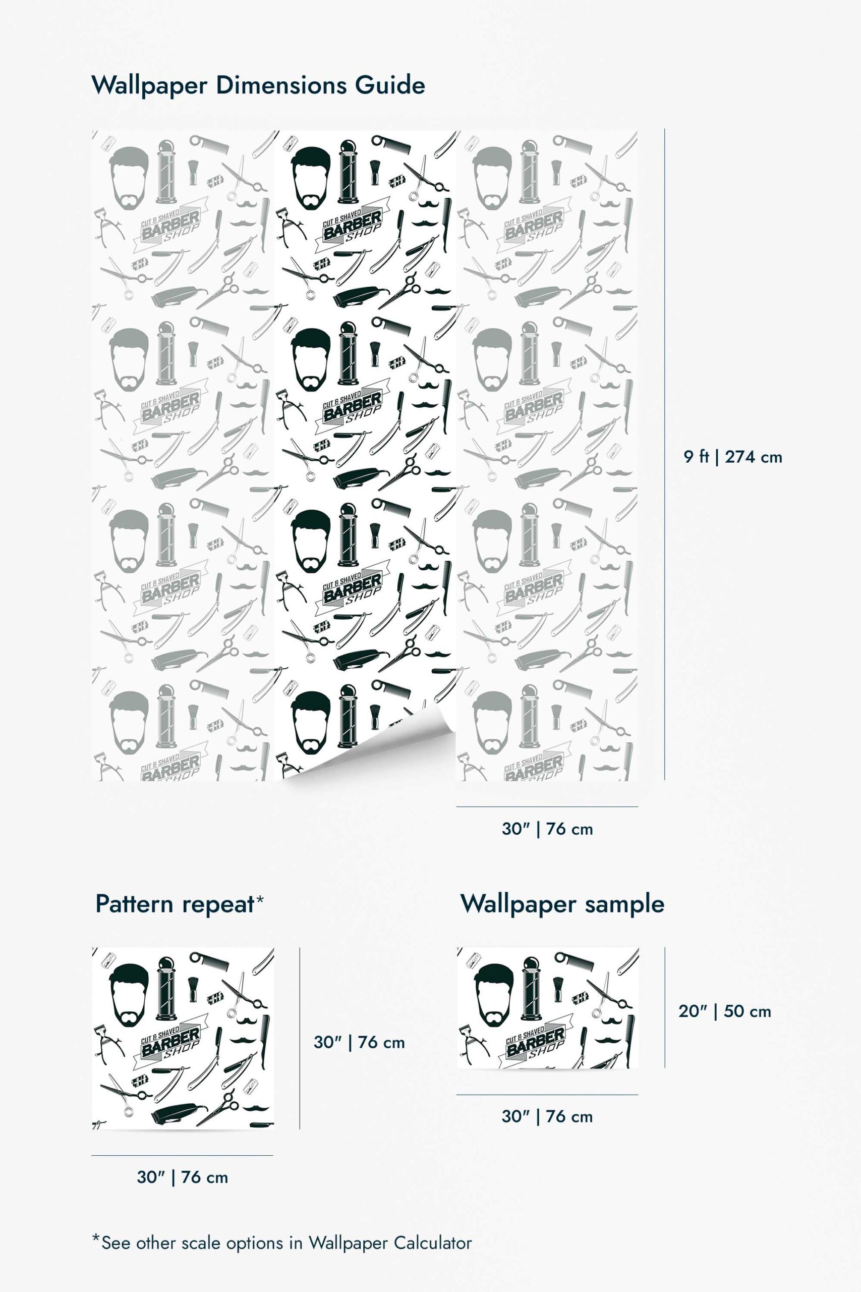 Black and white barber shop Wallpaper