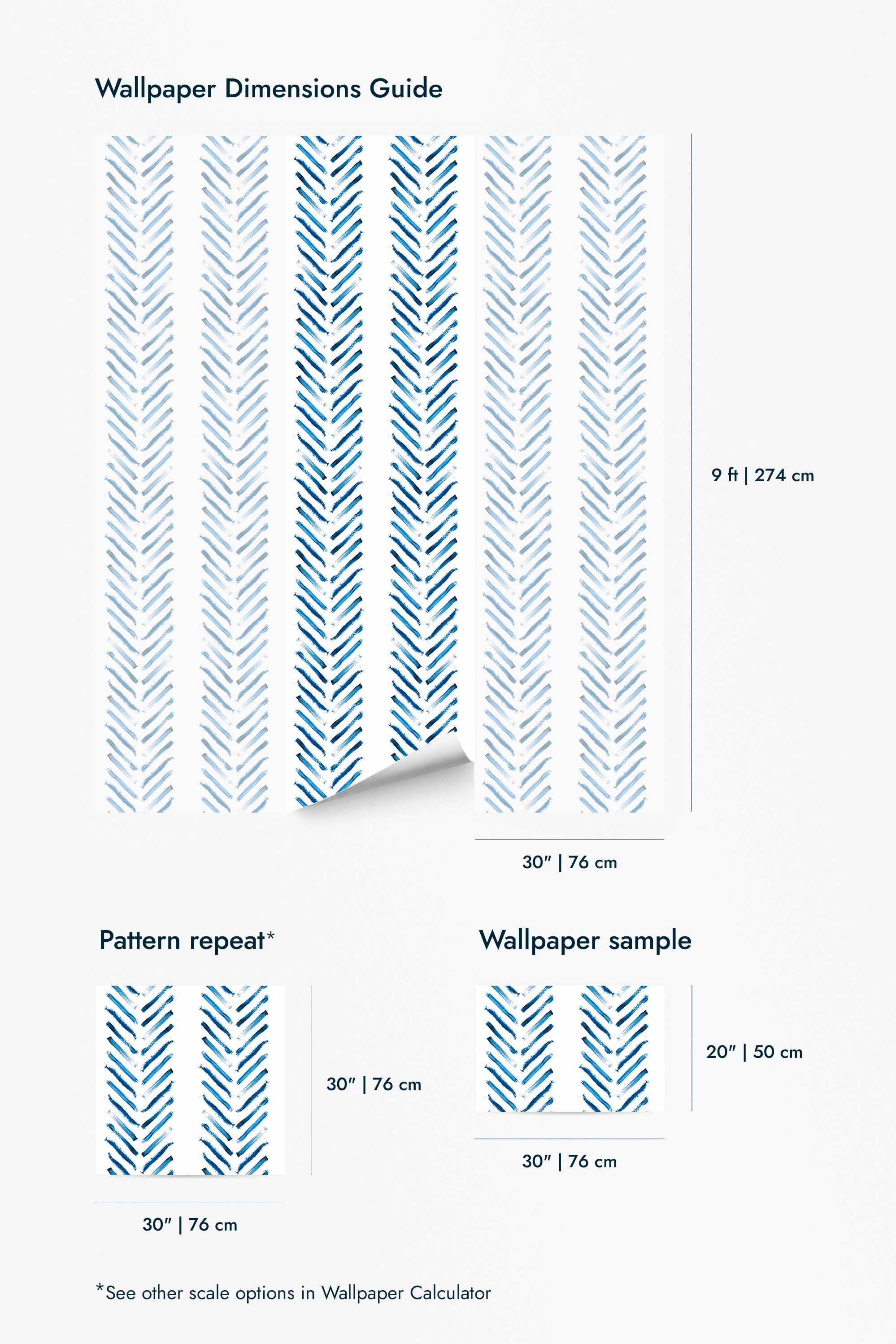 Blue Brushed Herringbone Wallpaper