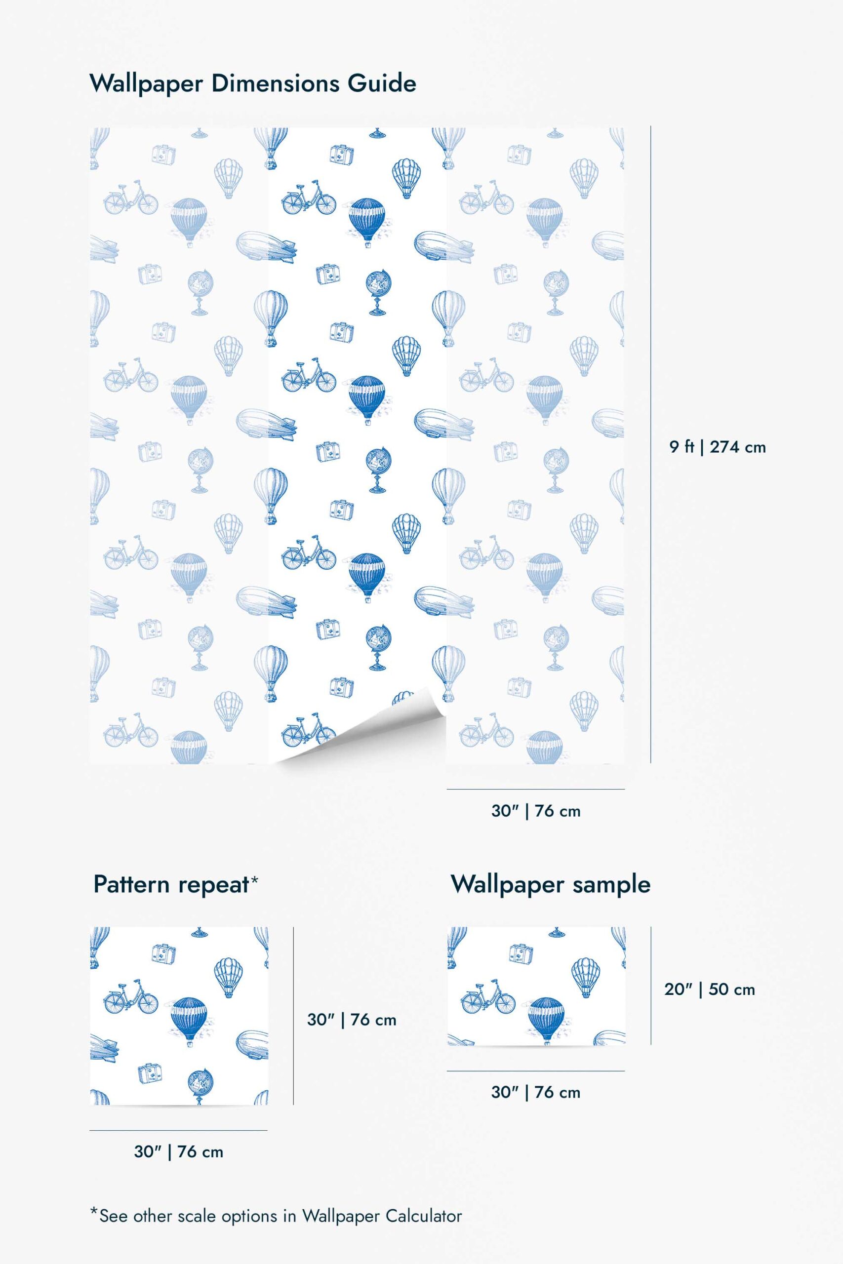 Vintage Balloon Blues Wallpaper