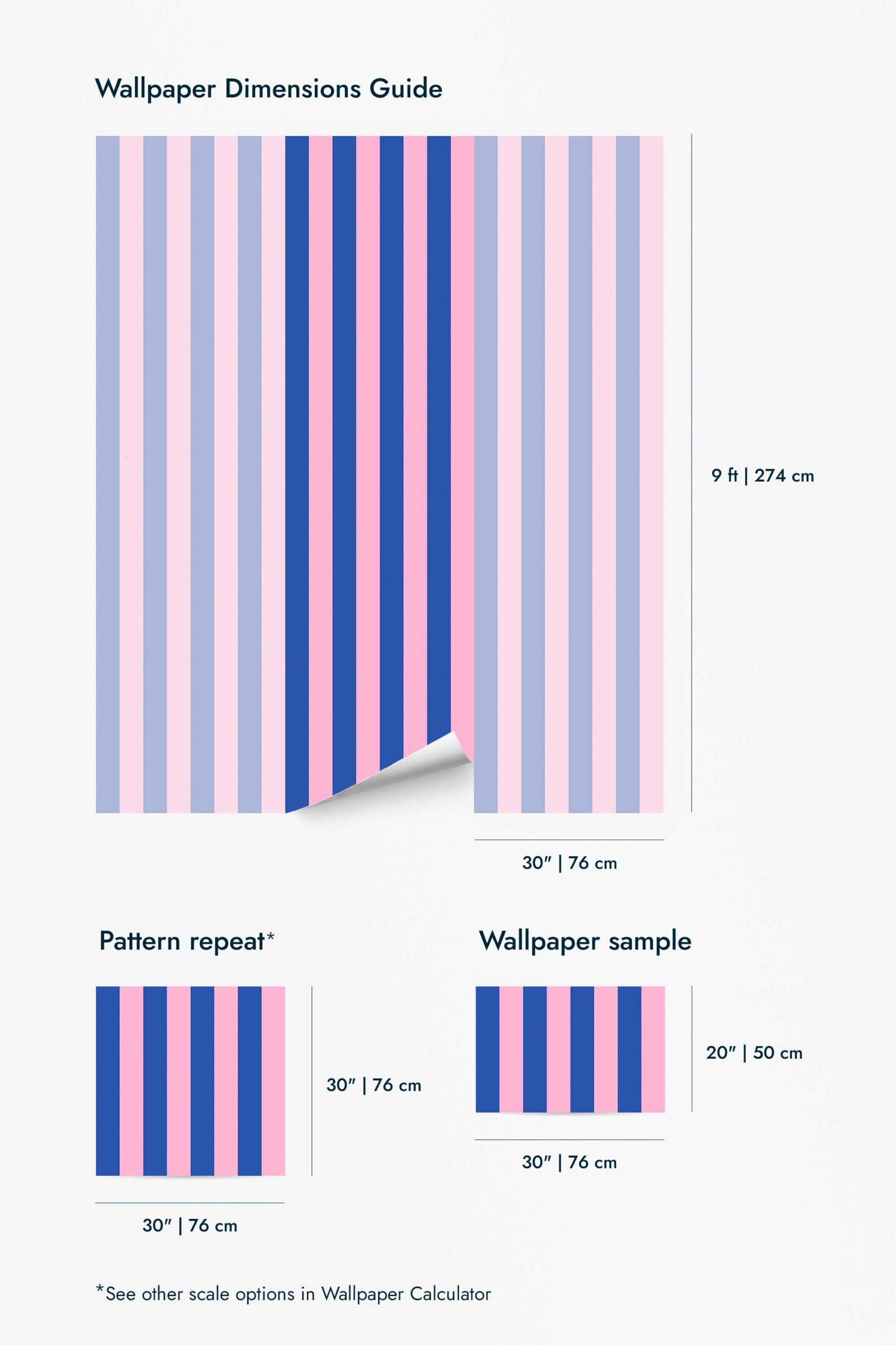 Cobalt and Pink Striped Wallpaper