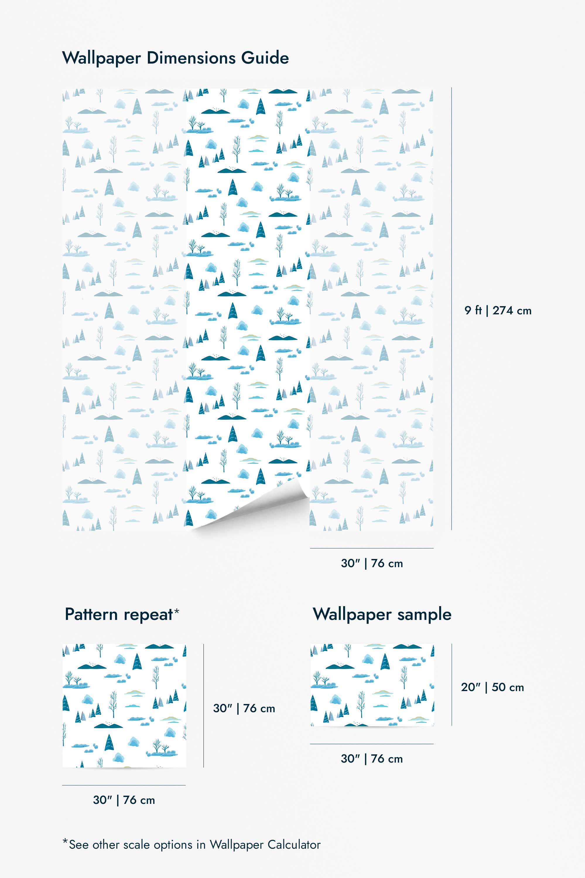 Blue and White Winter Forest Wallpaper