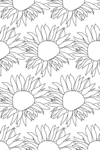 Fancy Walls removable wallpaper with botanical black and white sunflower illustration