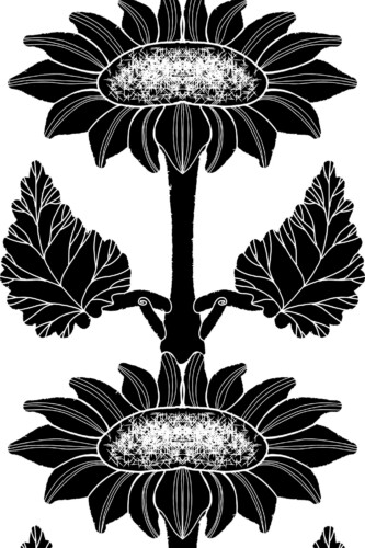 Fancy Walls removable wallpaper in elegant black and white sunflower print.