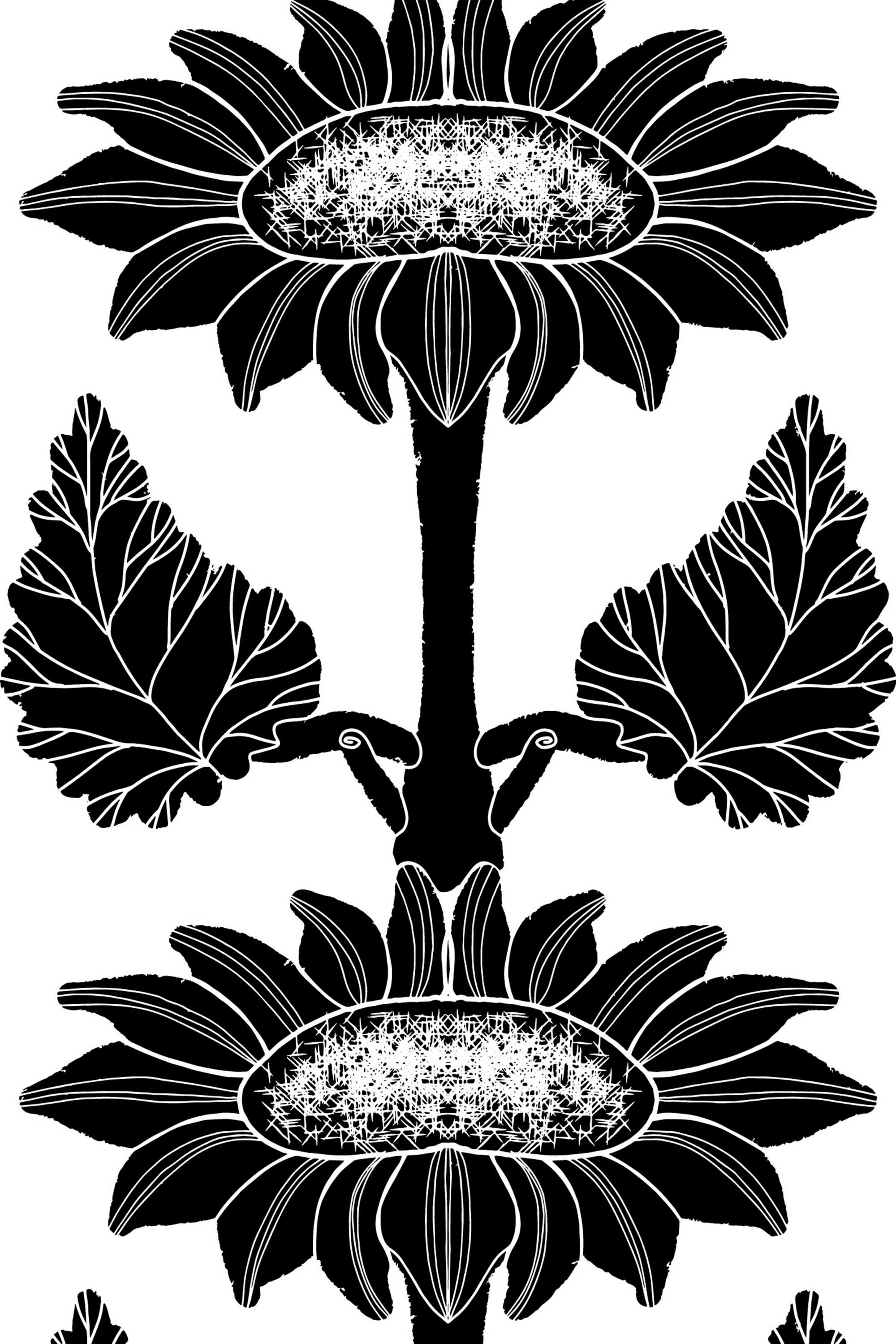 Fancy Walls removable wallpaper in elegant black and white sunflower print.